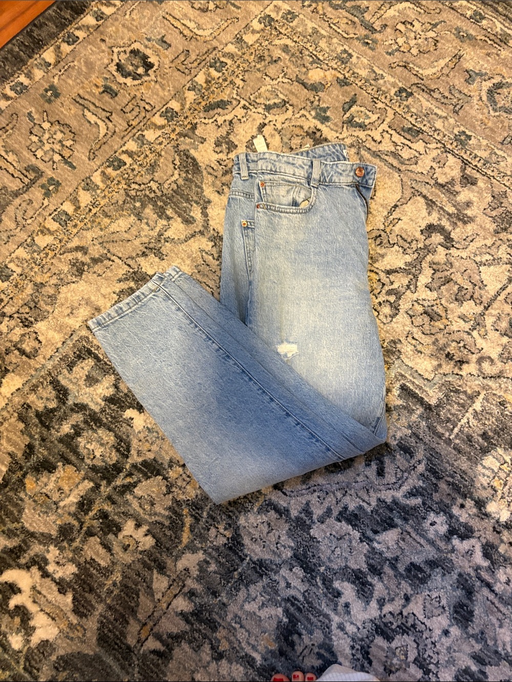 Zara Light Blue High-Rise Straight Jeans